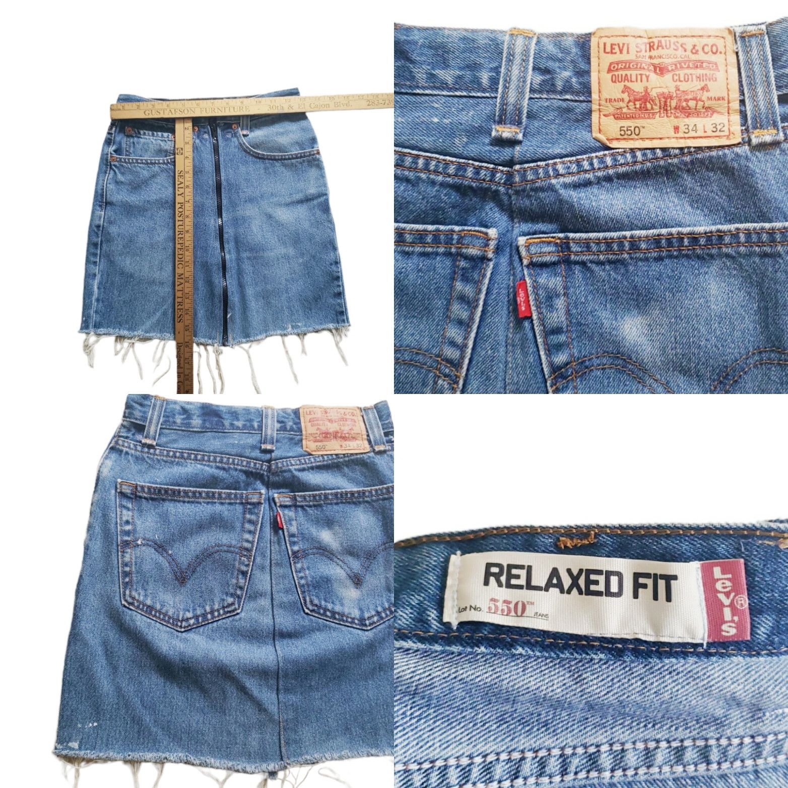 Vintage VTG Levi's 550 Original Repurposed Upcycled Distressed Custo Size 26" / US 2 / IT 38 - 2 Preview