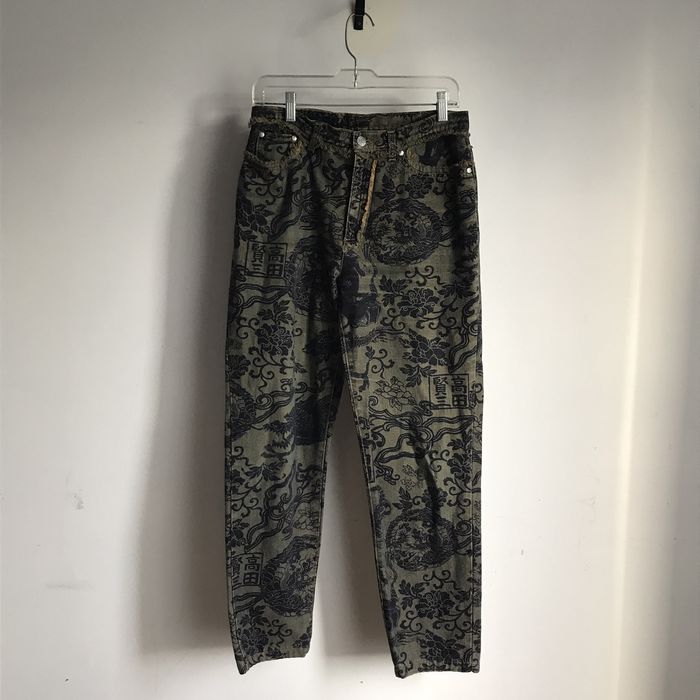 Kenzo Littt Dragon Asian Chinoiserie Print Psychadelic Jeans Raw Edge ...