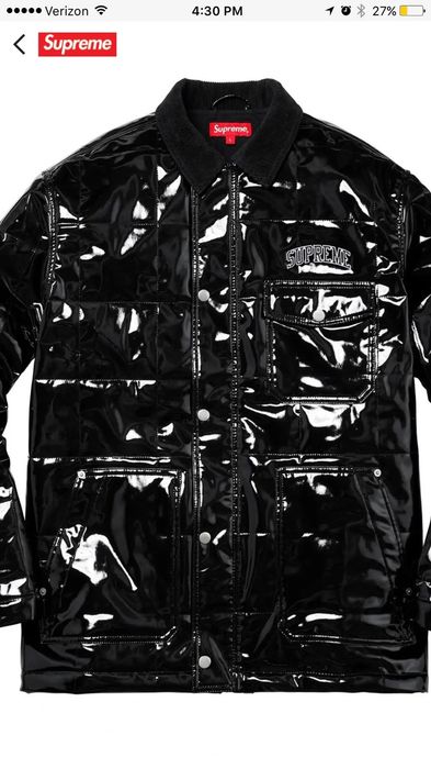 Quilted patent vinyl work clearance jacket