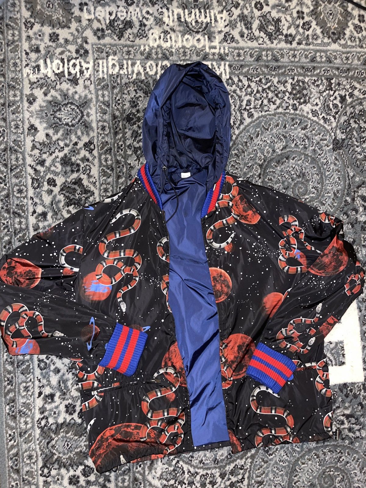 Gucci Kingsnake Printed Windbreaker Light Jackets