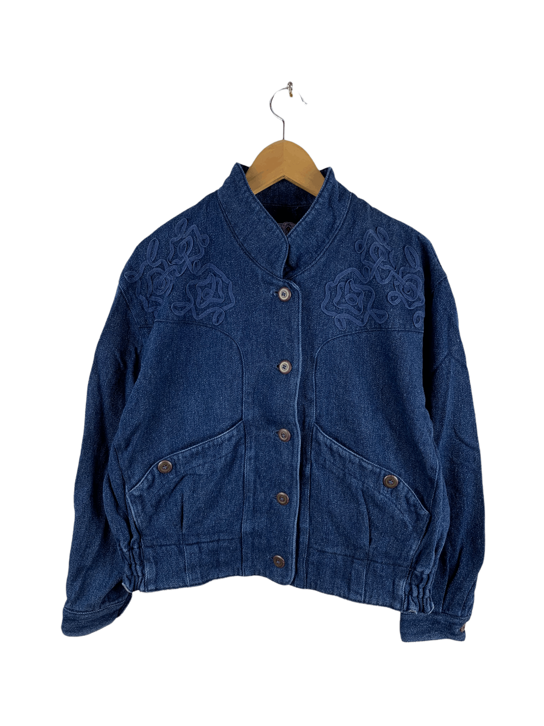 Japanese Brand 🔥Simple Life Bomber Style Denim Jacket Size US S / EU 44-46 / 1 - 1 Thumbnail