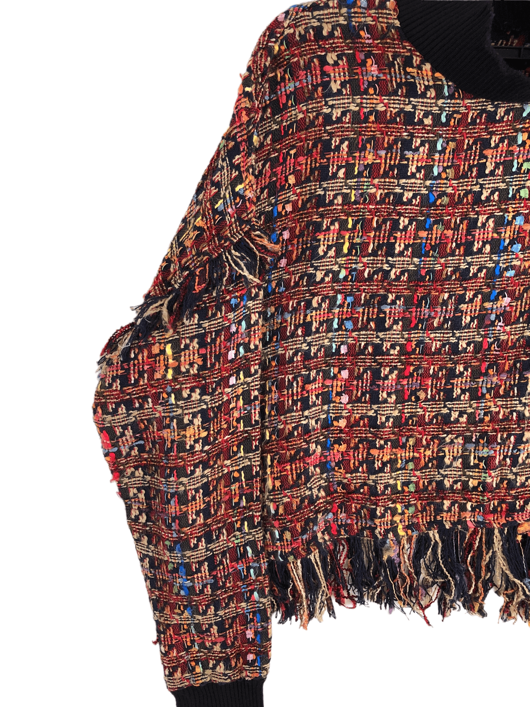 Zara ZARA TWEED TOP ACRYLIC PULLOVER KNIT CROPPED LOOSE Size L / US 10 / IT 46 - 4 Thumbnail