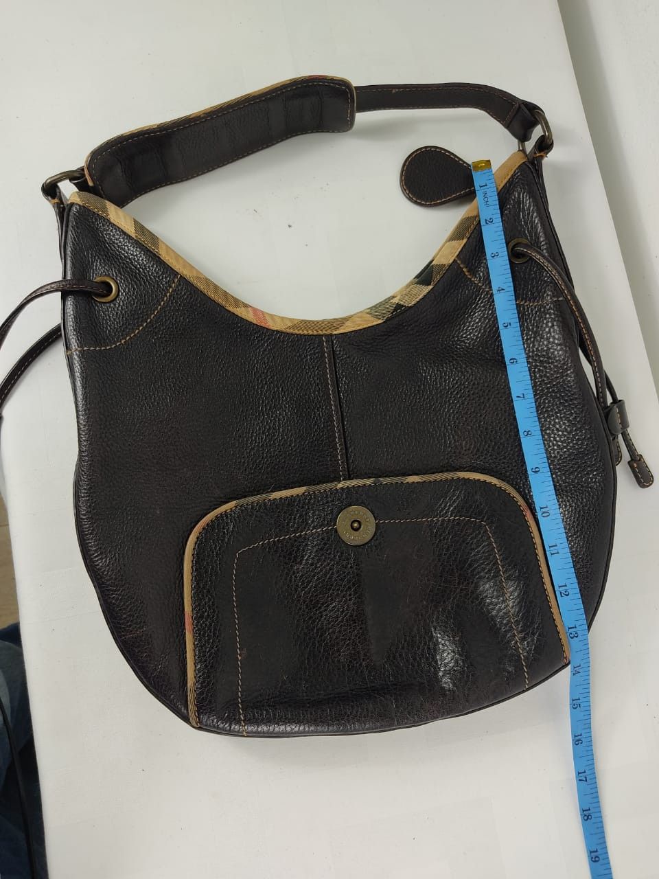 Burberry × Designer Burberry Hobo Leather Handbag Size ONE SIZE - 20 Thumbnail