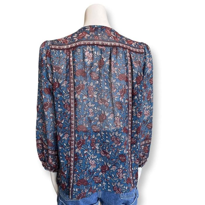 JOIE Womens Fringed Blouson Sleeve Round Neck Wear To Work Sweater