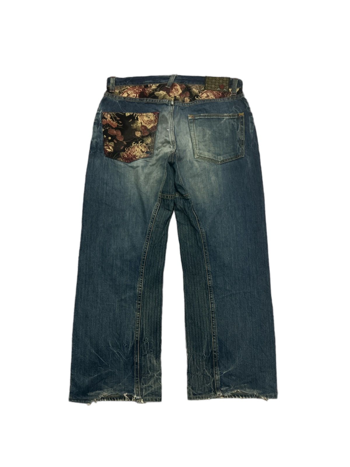 Eternal × Japanese Brand BAGGY💥 THRASHED EXTERNAL RED SALVAGE DISTRESSED DENIM PANTS Size US 35 - 8 Thumbnail