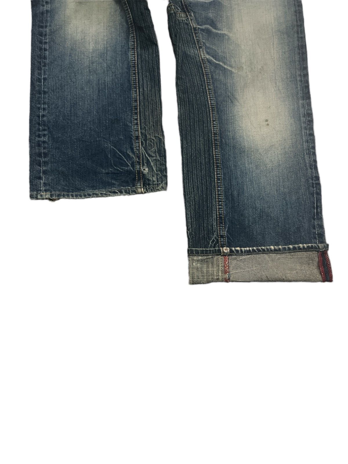 Eternal × Japanese Brand BAGGY💥 THRASHED EXTERNAL RED SALVAGE DISTRESSED DENIM PANTS Size US 35 - 7 Thumbnail