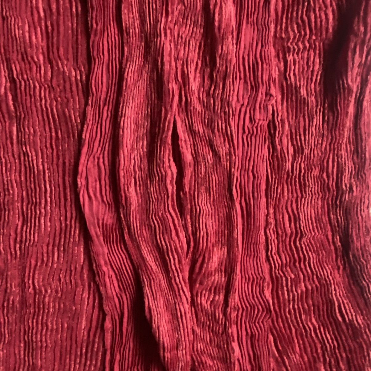 Issey Miyake Red Velour Pleated Button Front Jacket Size M / US 6-8 / IT 42-44 - 3 Thumbnail