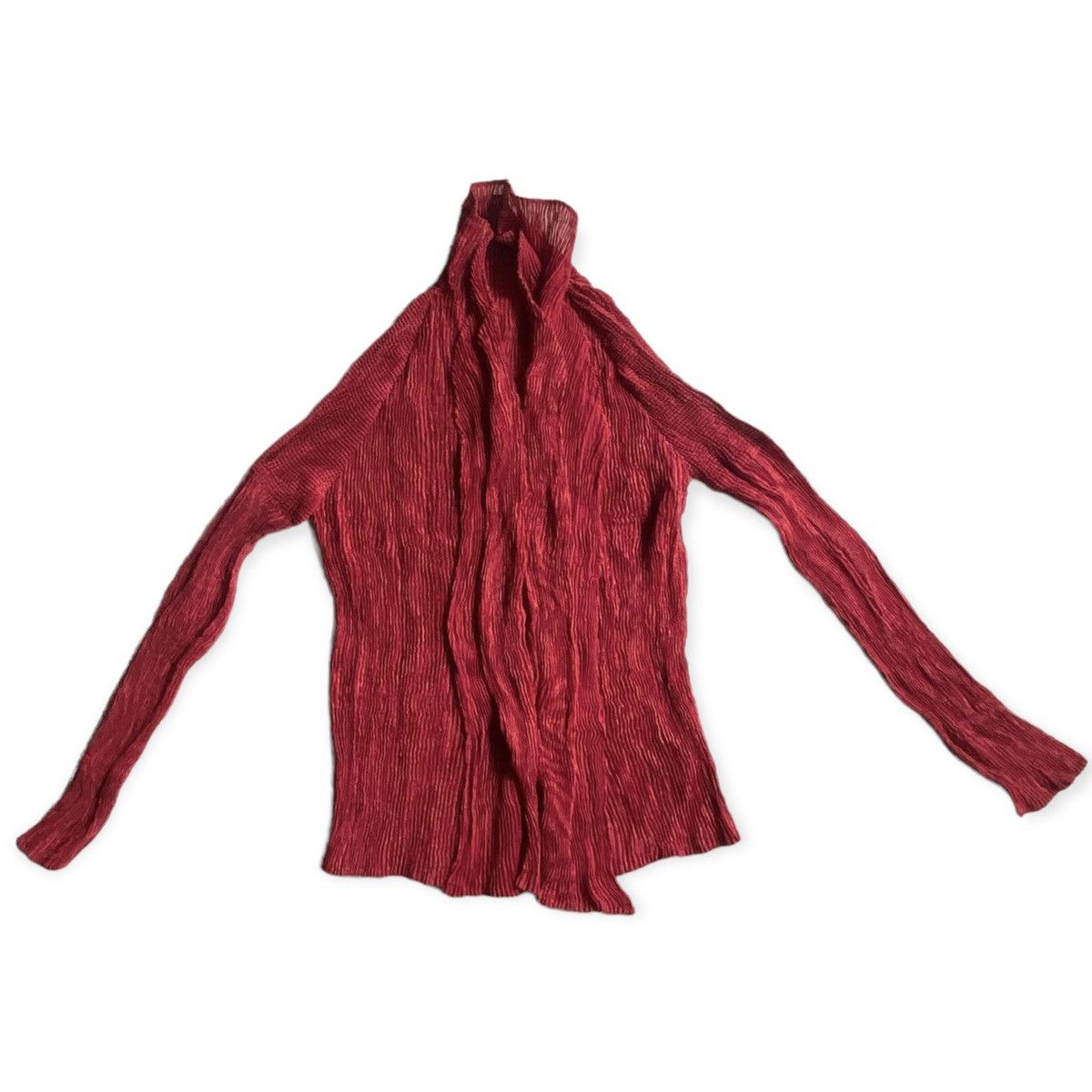 Issey Miyake Red Velour Pleated Button Front Jacket Size M / US 6-8 / IT 42-44 - 1 Thumbnail
