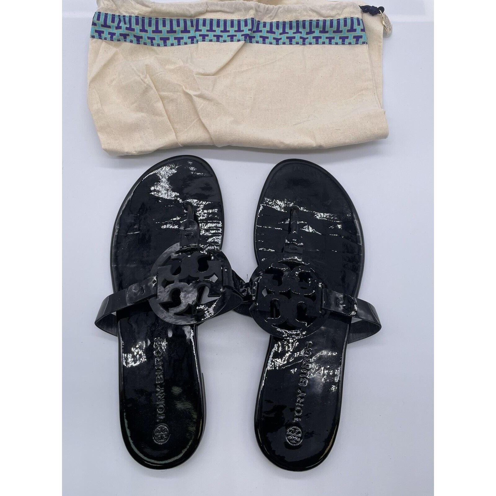 Tory Burch Miller Soft Flip Flop Sandal Black Patent Leather