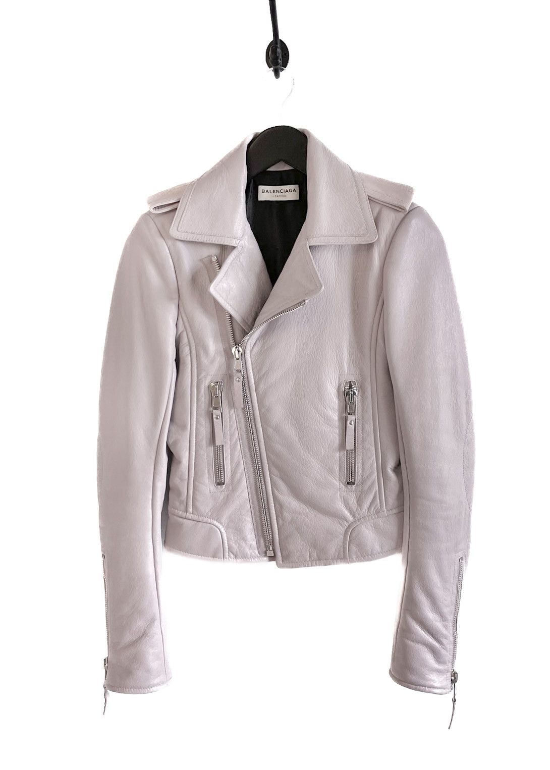 Balenciaga Balenciaga Lilac Biker Leather Jacket Size S / US 4 / IT 40 - 1 Thumbnail