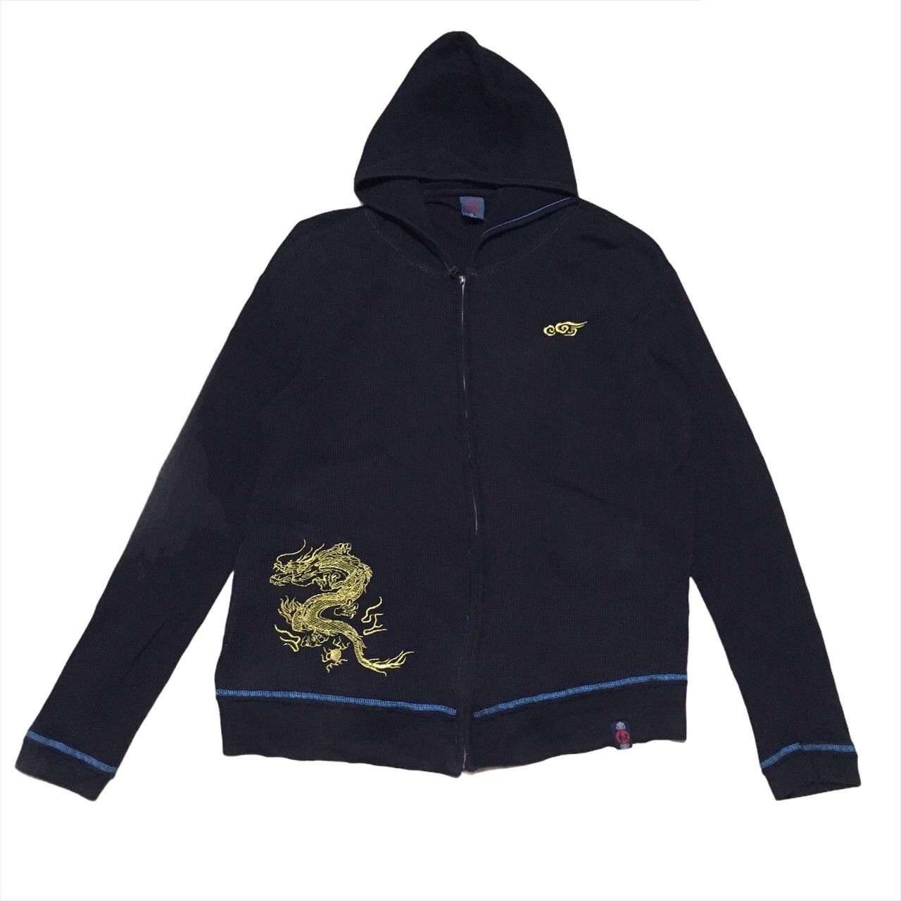 Sukajan Dragon Motive Embroidery Zipper Sweater