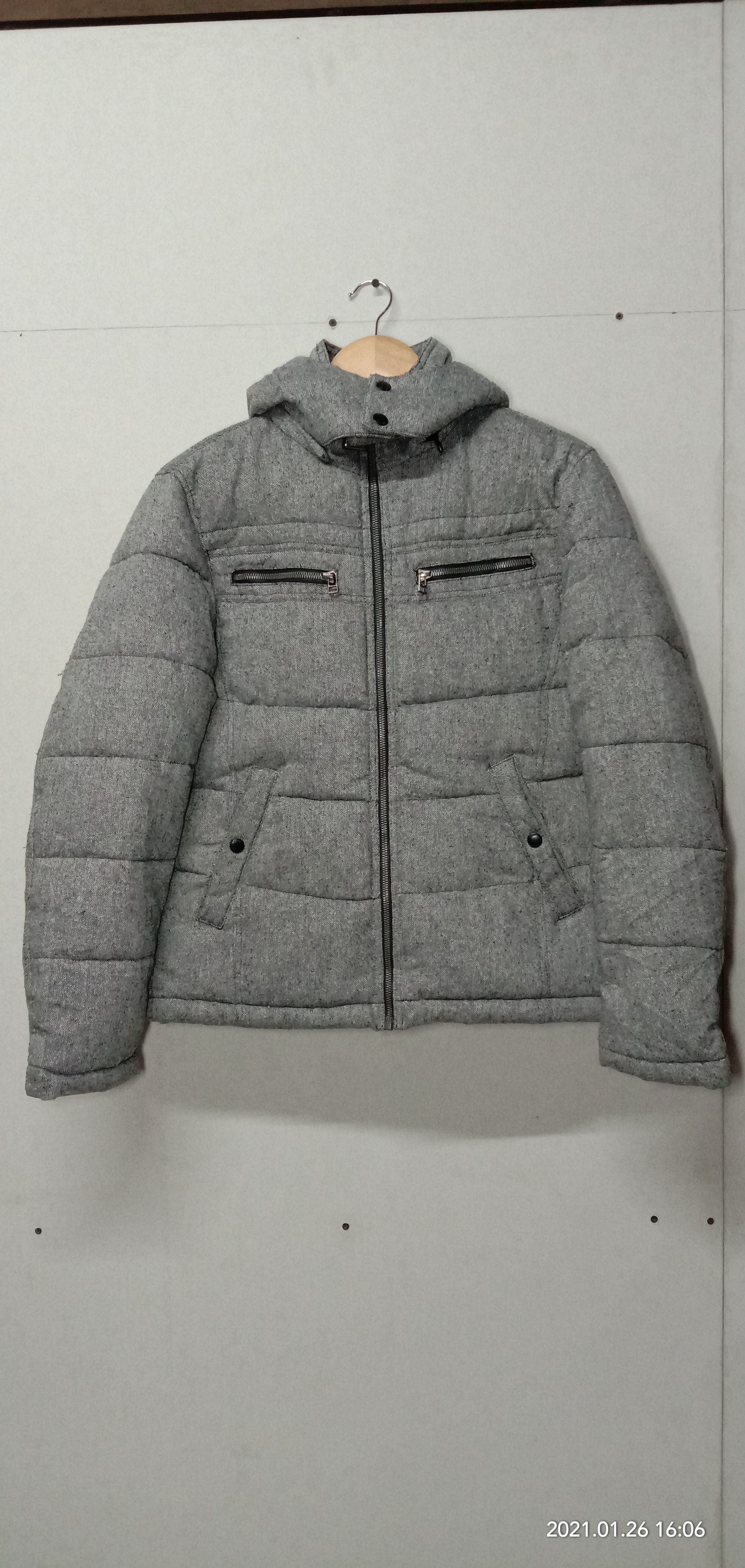 image of Ant Label x Vintage Anti-Label Puffer Jacket Hoodie in Grey, Men's (Size Medium)