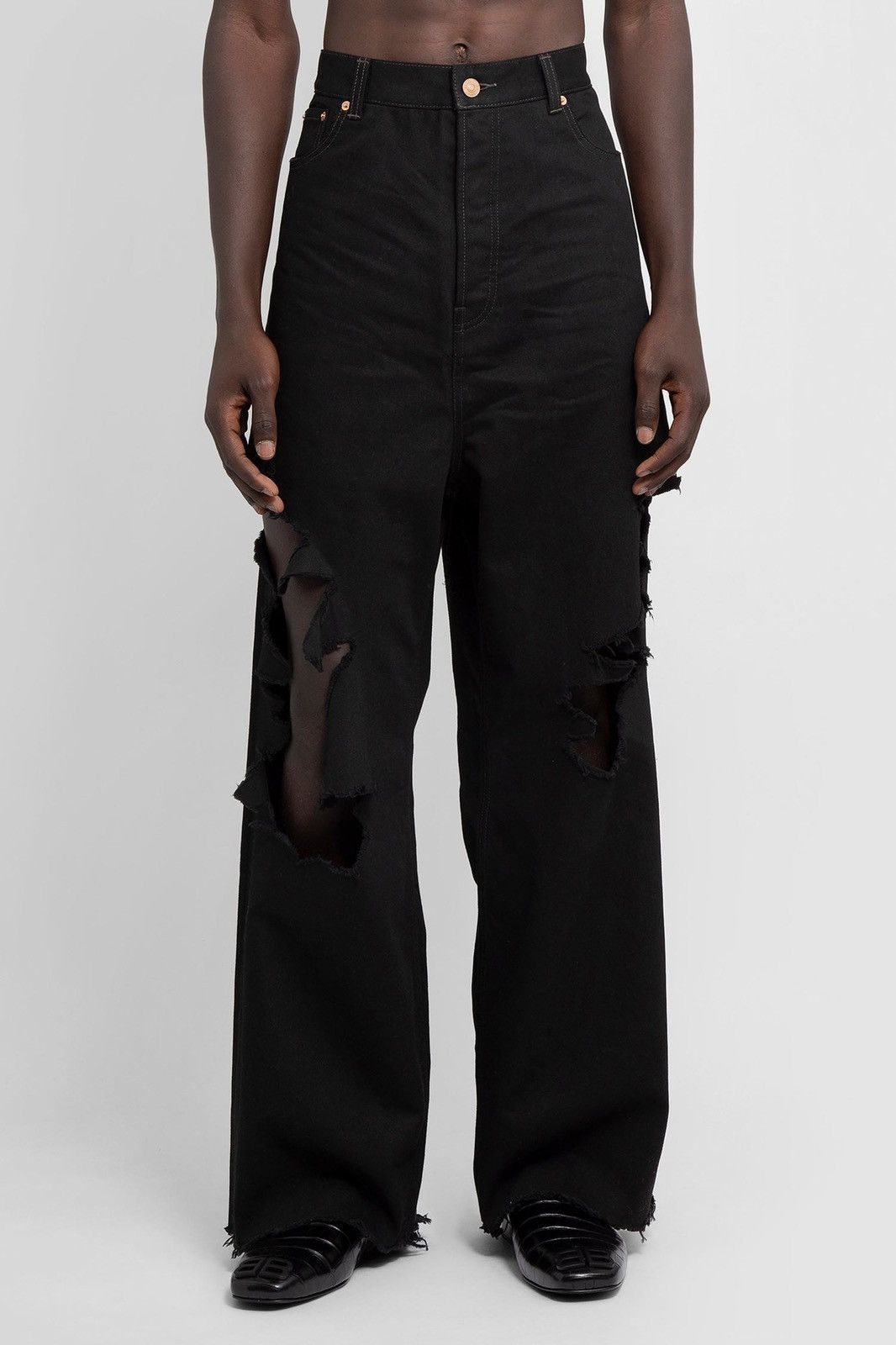 Balenciaga *RARE* RUNWAY BLACK TORN DENIM Sz. S Size US 32 / EU 48 - 2 Thumbnail