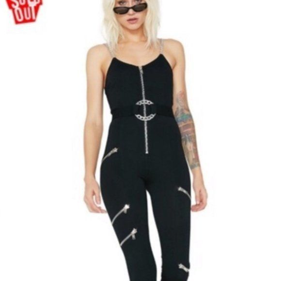 Designer DOLLS KILL Poster Girl Zipper Jumpsuit Onesie Size 27" / US 4 / IT 40 - 2 Thumbnail
