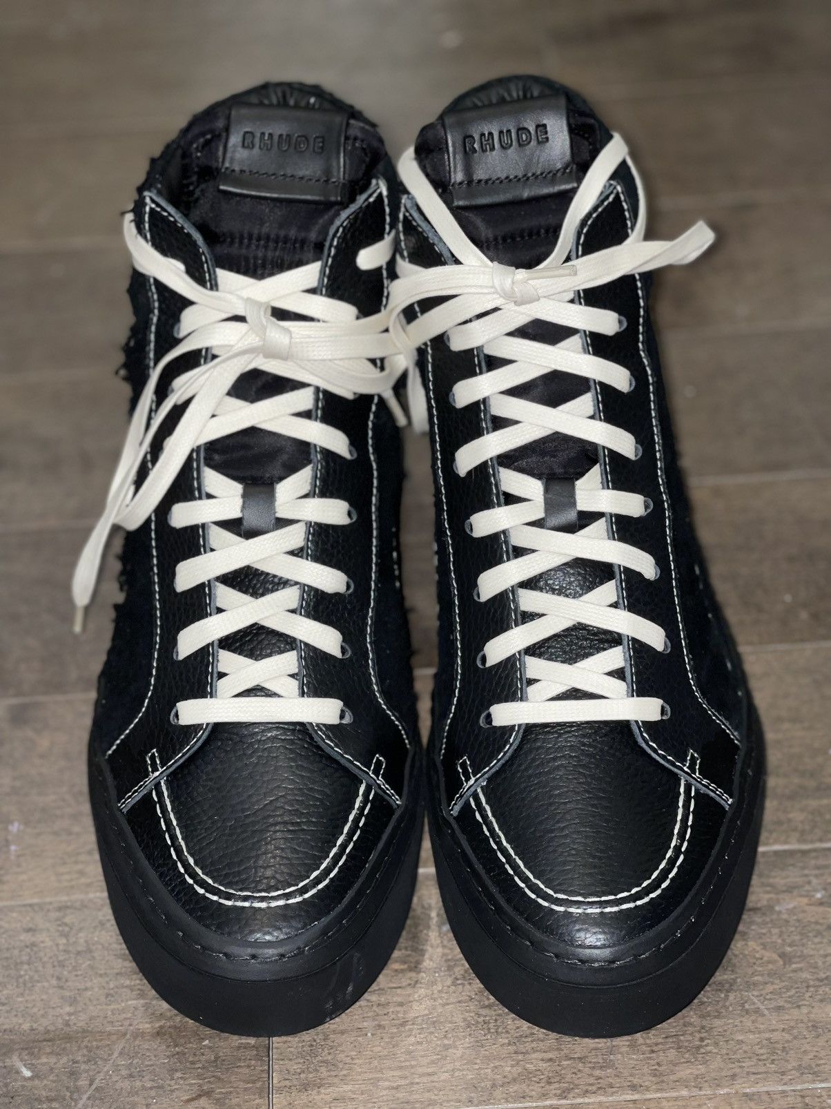Rhude Black Leather/ Black Suede/White
