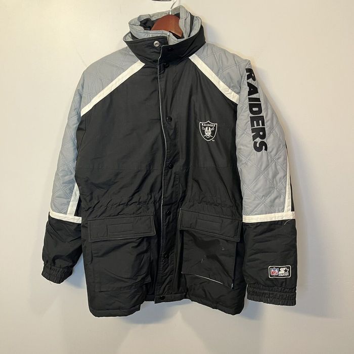 Vintage 90s NFL Oakland Raiders Full Zip Hooded Bomber Puffer | Grailed