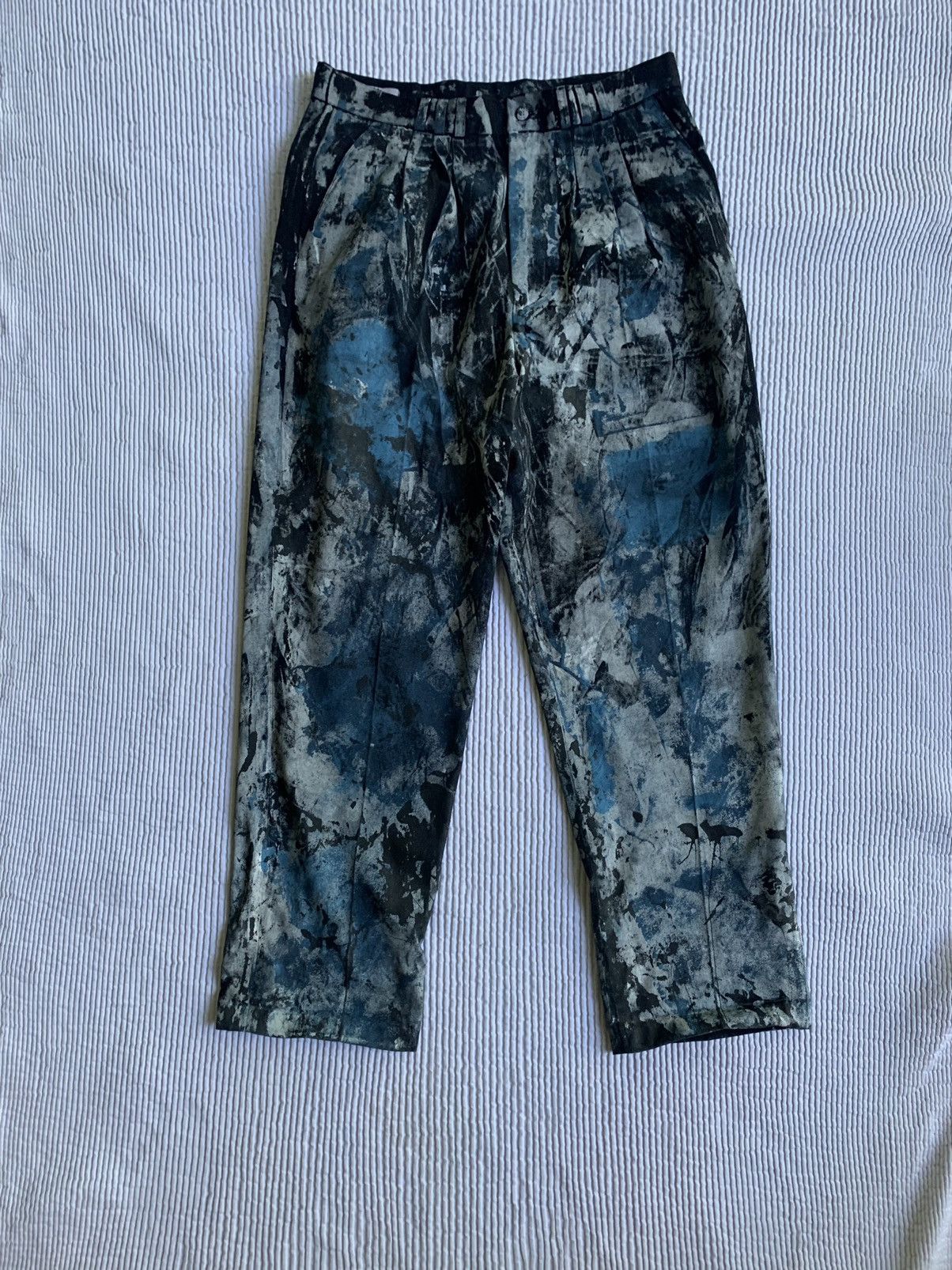 Handmade Painted Pleated Pants Size US 33 - 1 Thumbnail