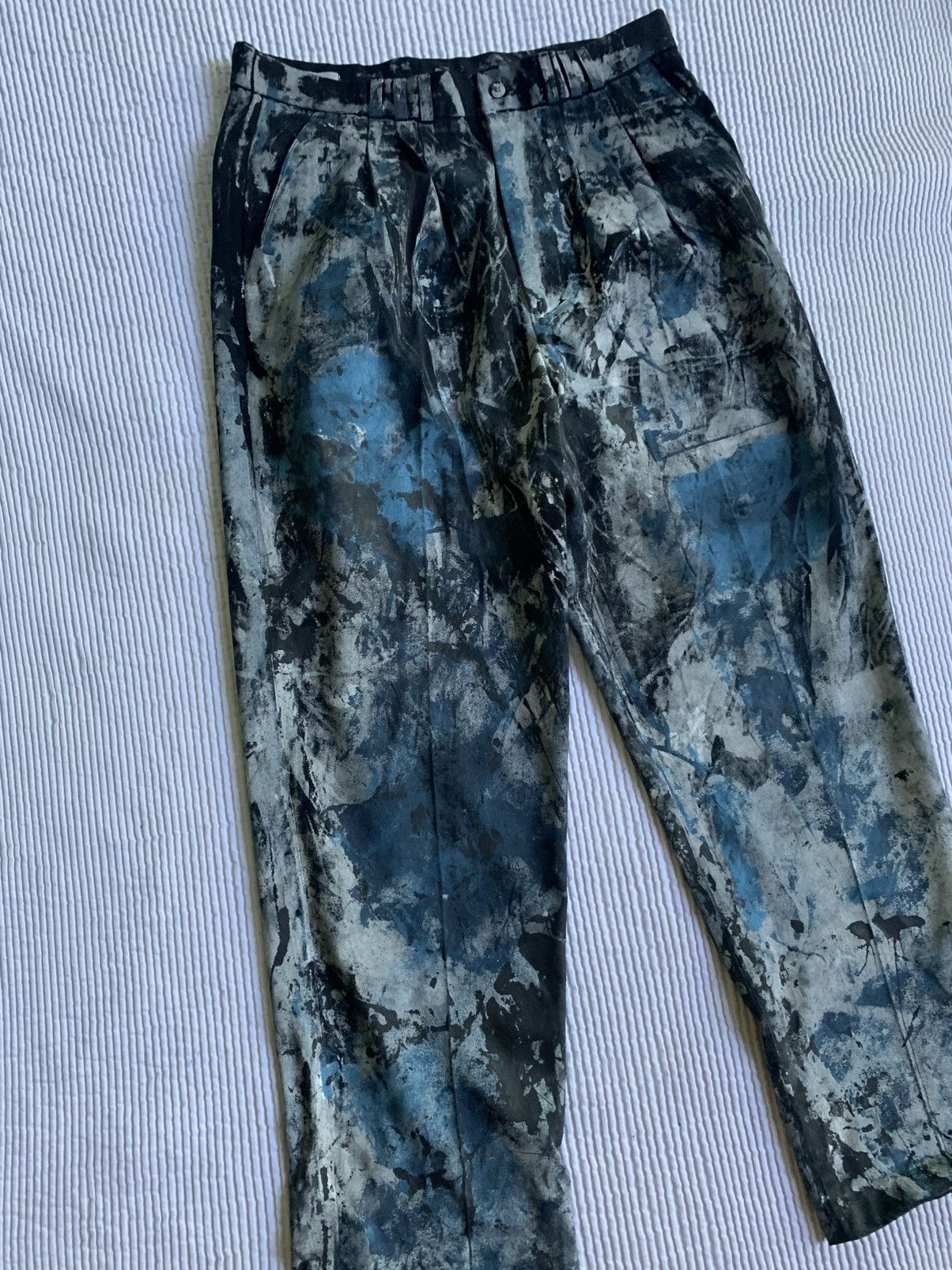 Handmade Painted Pleated Pants Size US 33 - 3 Thumbnail
