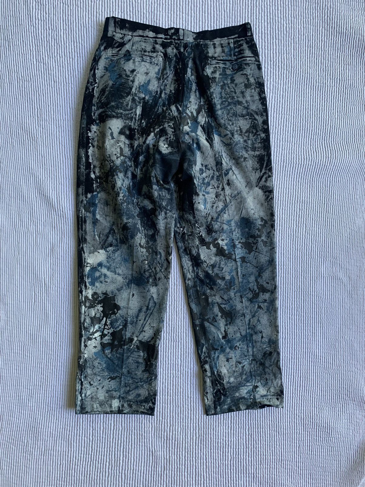 Handmade Painted Pleated Pants Size US 33 - 10 Thumbnail
