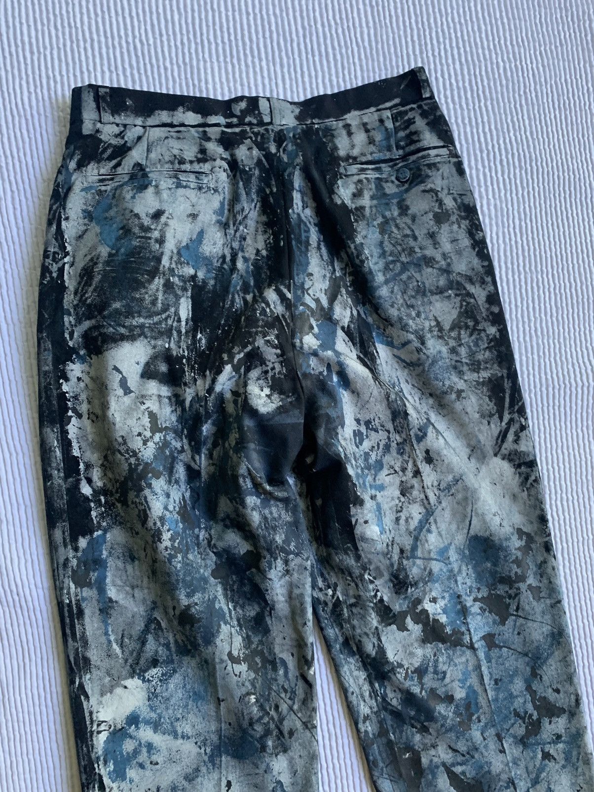 Handmade Painted Pleated Pants Size US 33 - 12 Thumbnail