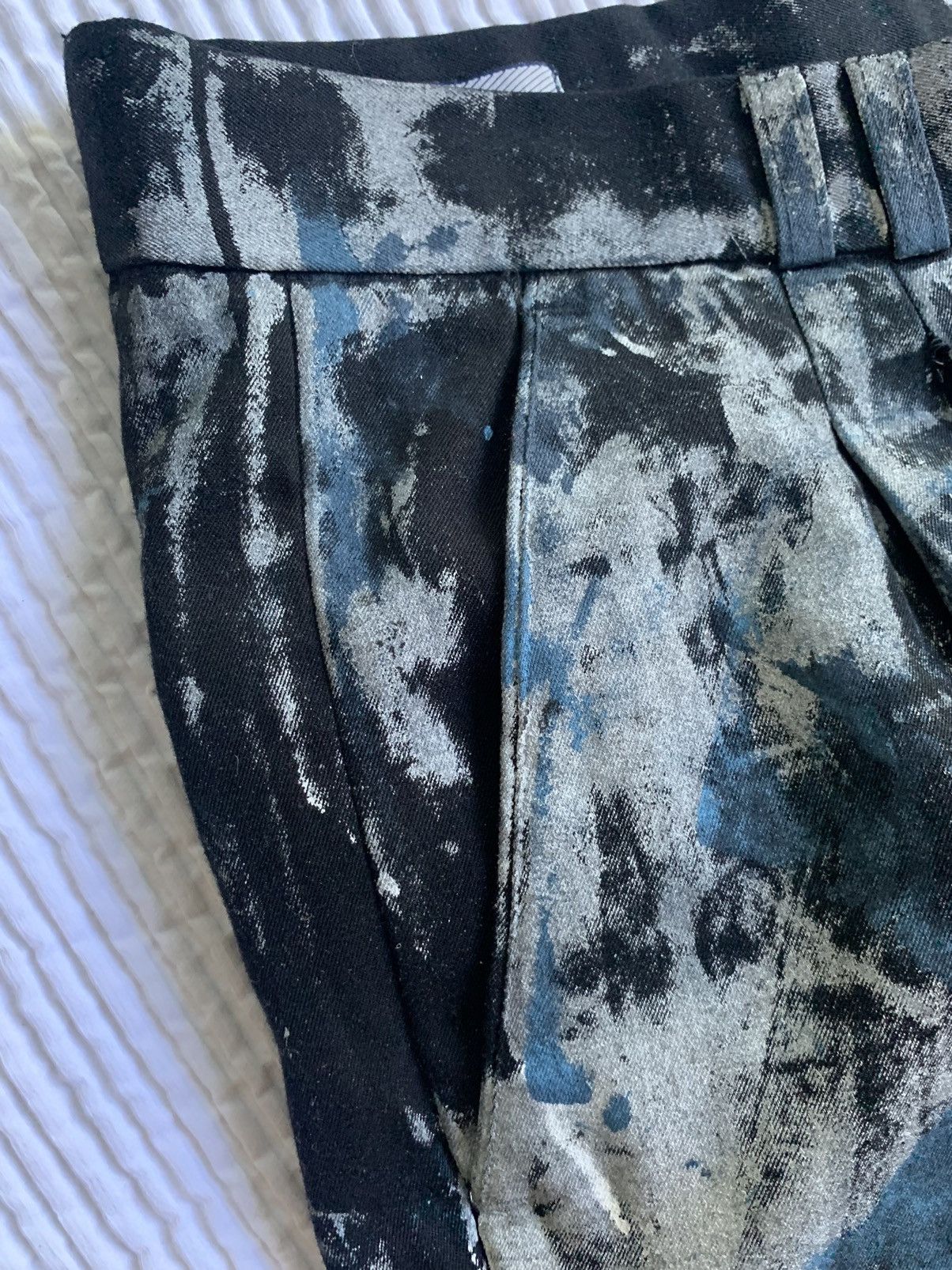 Handmade Painted Pleated Pants Size US 33 - 6 Thumbnail