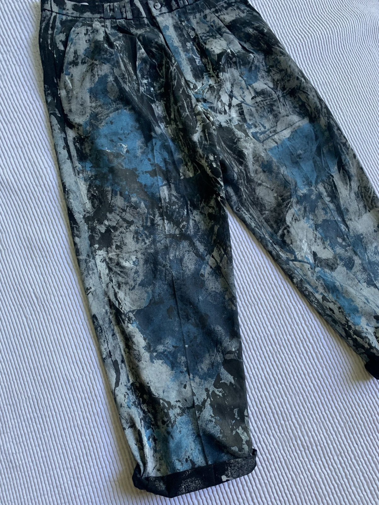 Handmade Painted Pleated Pants Size US 33 - 4 Thumbnail