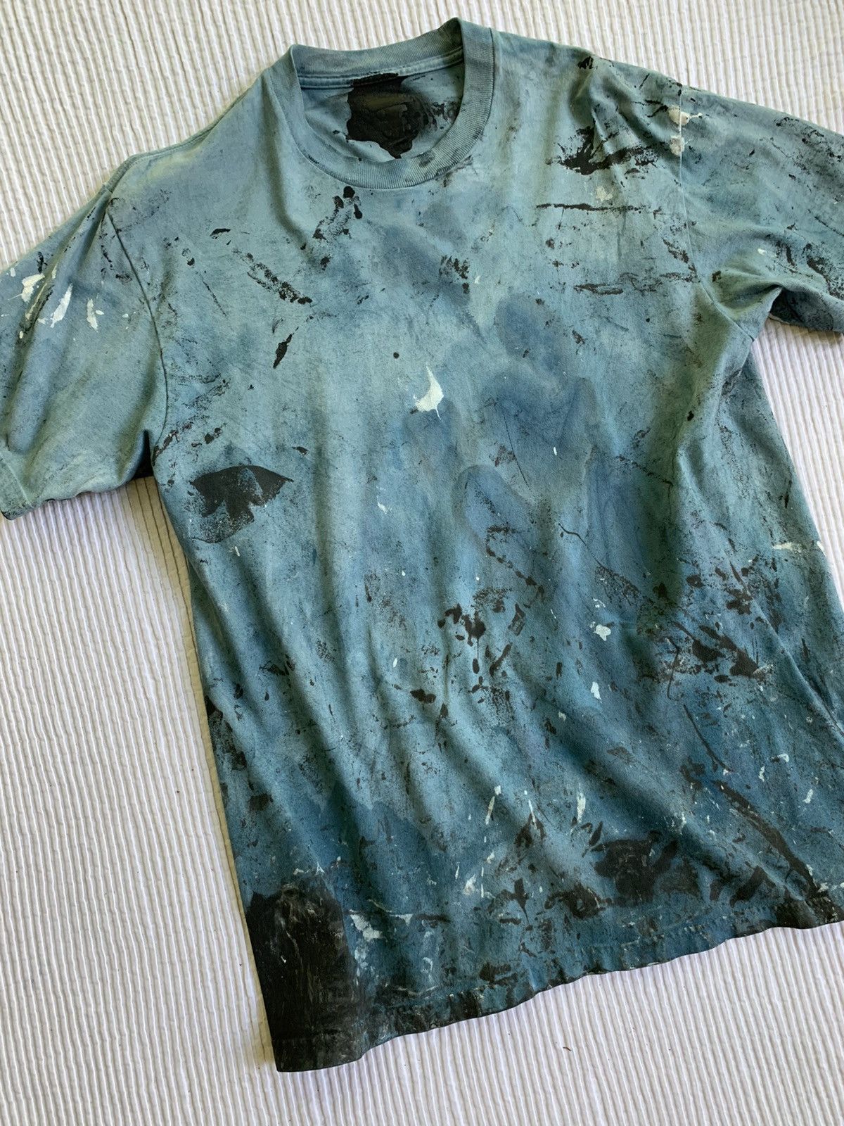 Handmade Light Blue Painted Tee Size US L / EU 52-54 / 3 - 2 Thumbnail