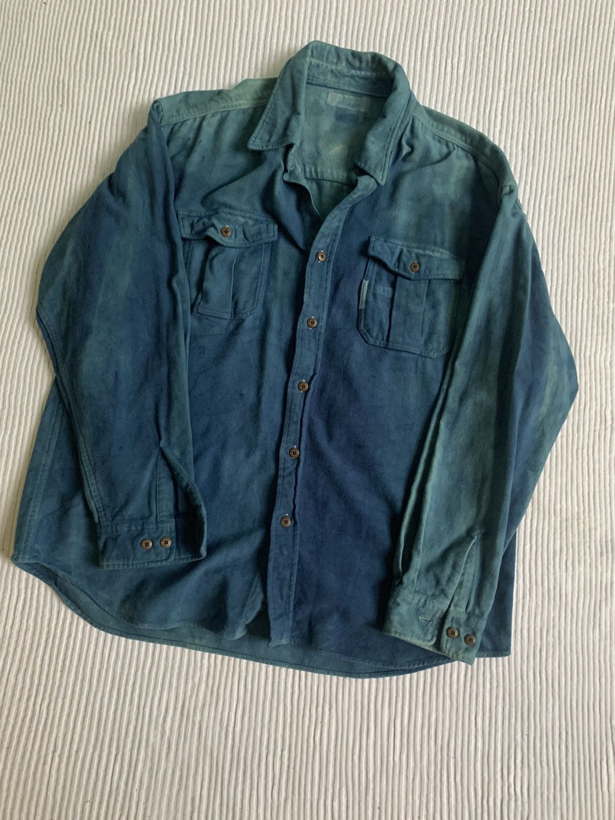 Handmade Moleskin Indigo Vintage Sport Shirt Size US L / EU 52-54 / 3 - 2 Thumbnail