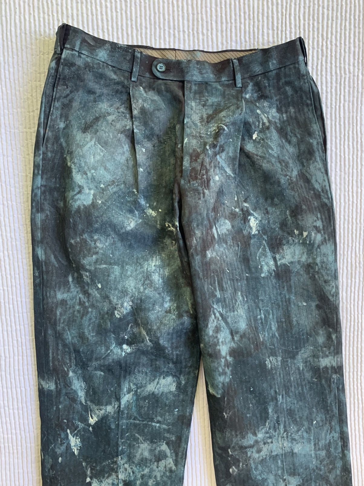 Handmade Deep Sea Hand Camo Painted Pant Size US 33 - 9 Thumbnail