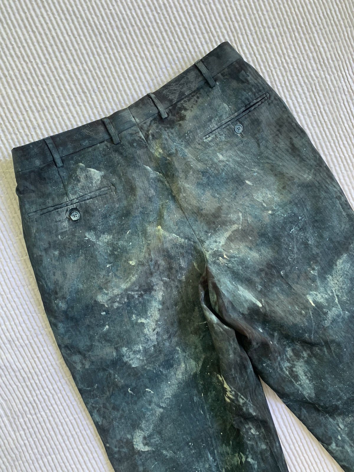 Handmade Deep Sea Hand Camo Painted Pant Size US 33 - 16 Thumbnail