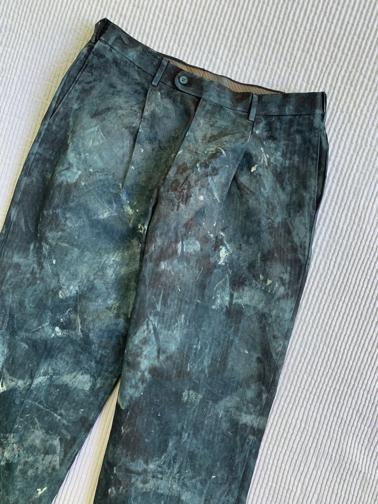Handmade Deep Sea Hand Camo Painted Pant Size US 33 - 3 Thumbnail