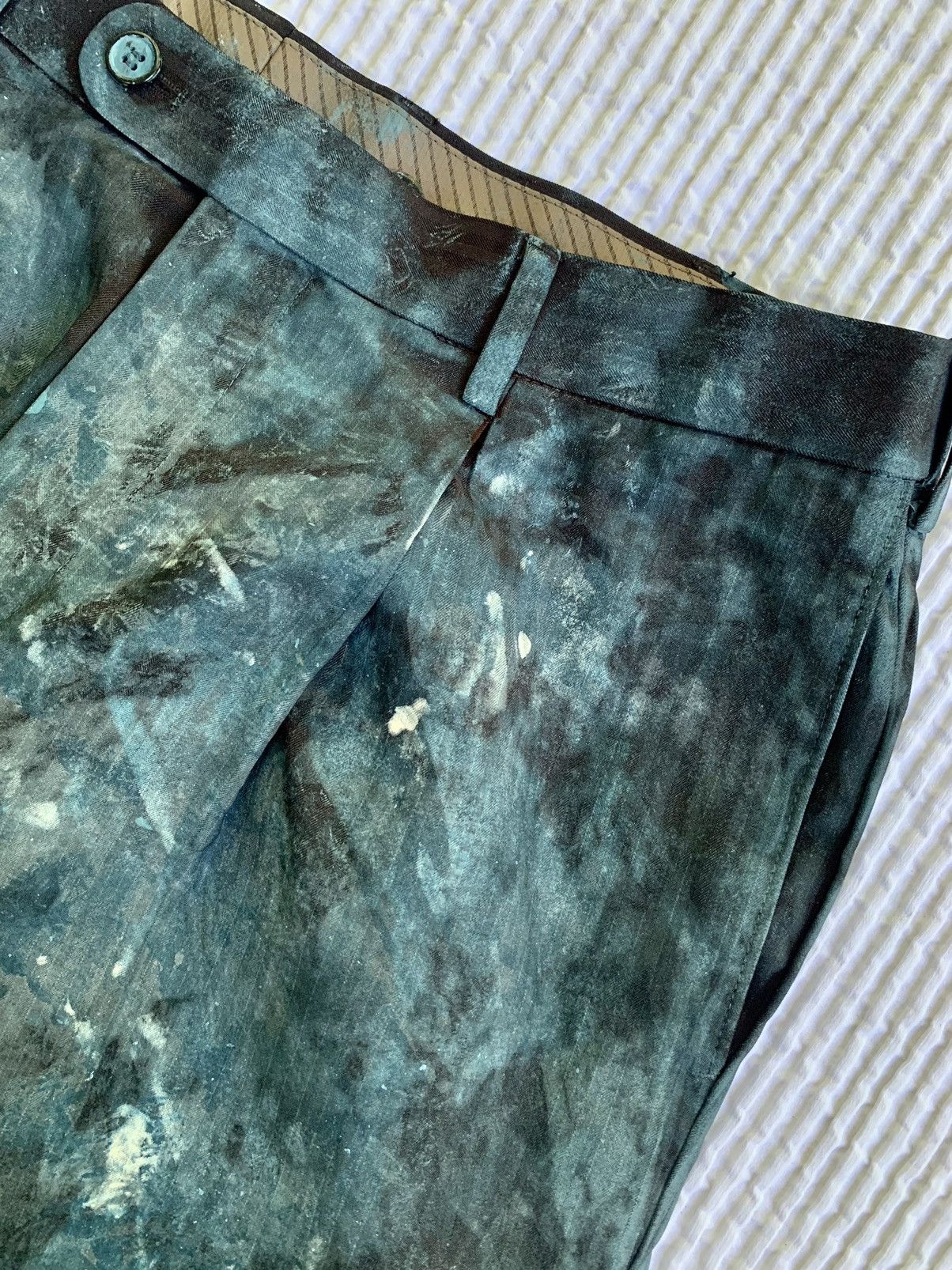 Handmade Deep Sea Hand Camo Painted Pant Size US 33 - 4 Thumbnail