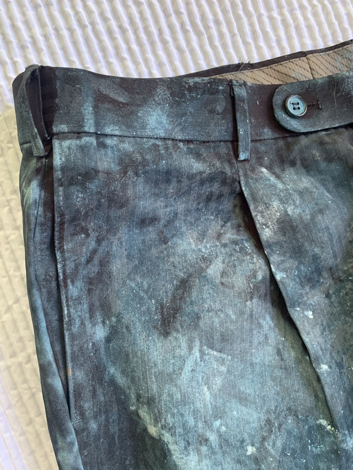 Handmade Deep Sea Hand Camo Painted Pant Size US 33 - 11 Thumbnail