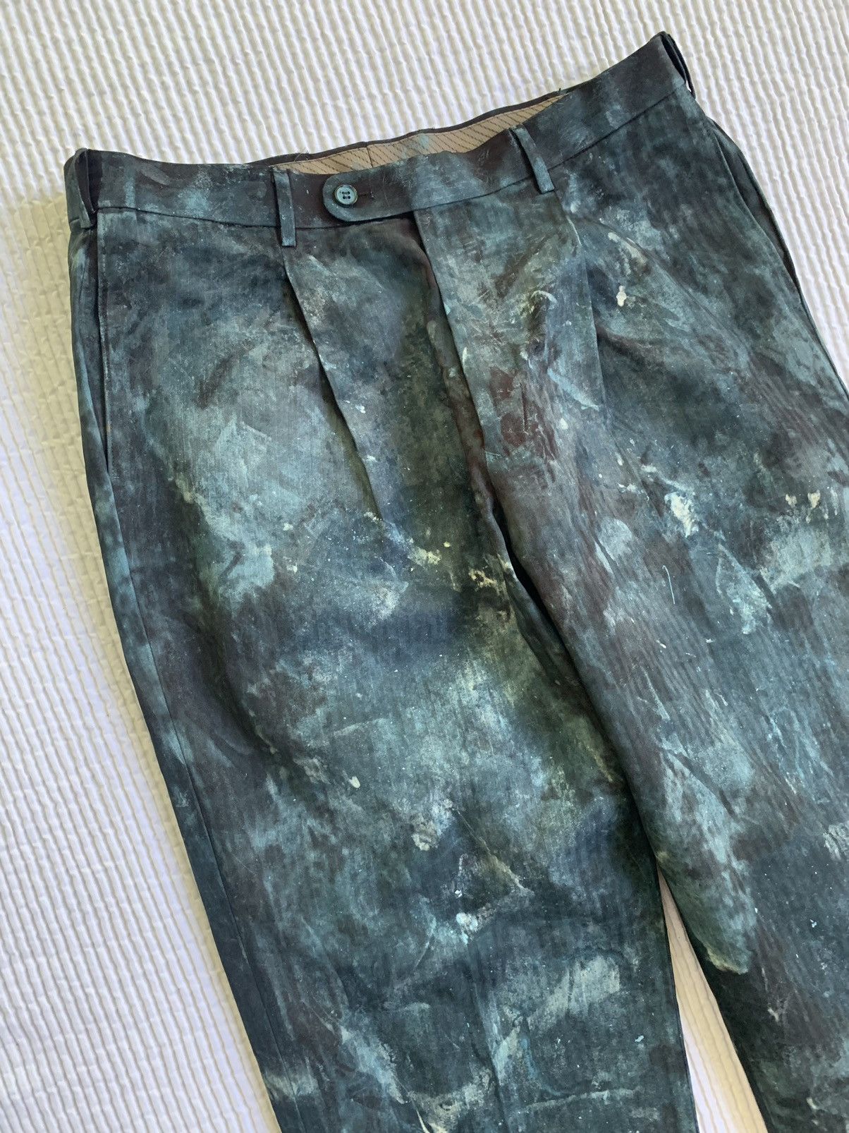 Handmade Deep Sea Hand Camo Painted Pant Size US 33 - 10 Thumbnail