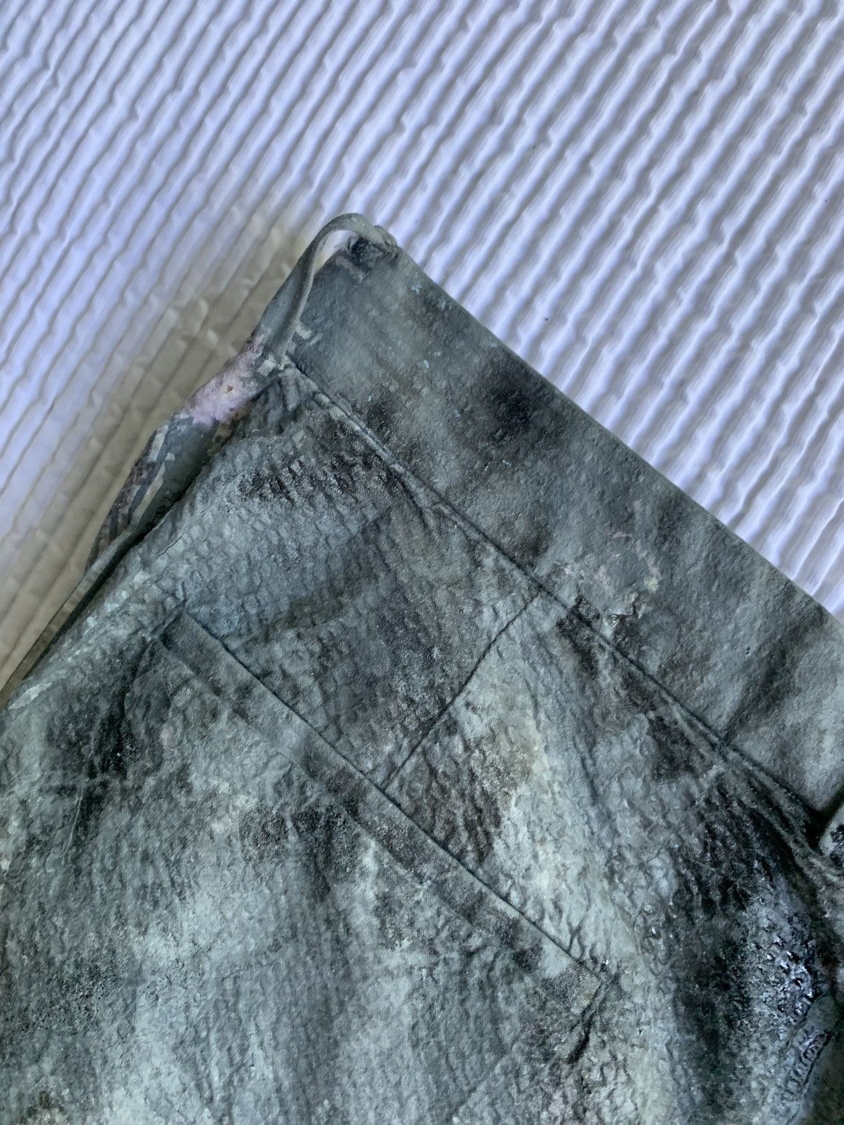 Handmade × Vintage Painted Black Blue Seersucker Pants Size US 33 - 15 Thumbnail