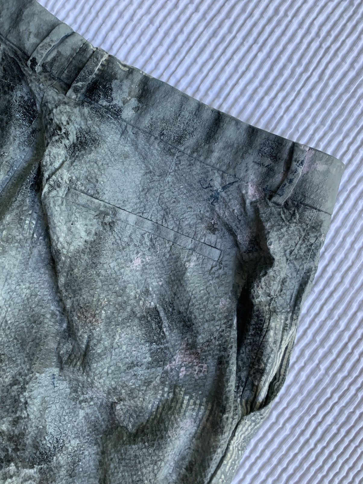 Handmade × Vintage Painted Black Blue Seersucker Pants Size US 33 - 14 Thumbnail