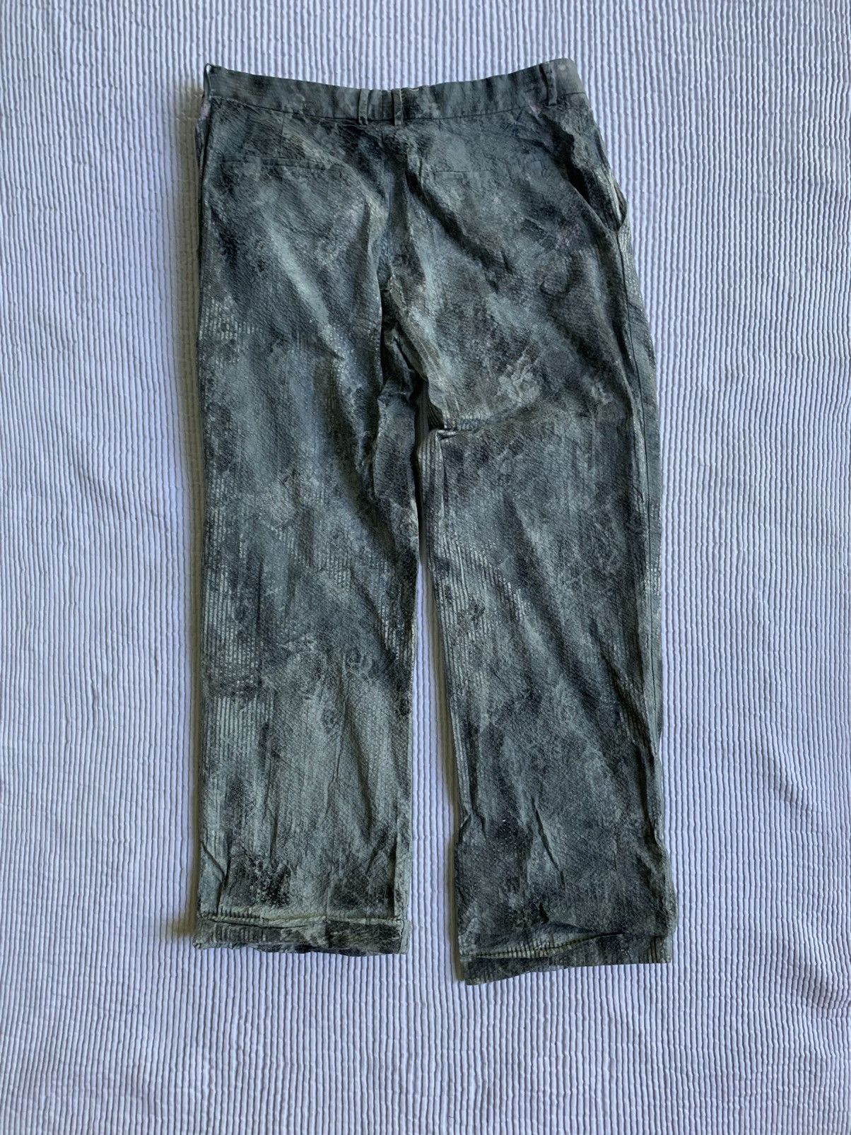 Handmade × Vintage Painted Black Blue Seersucker Pants Size US 33 - 12 Thumbnail