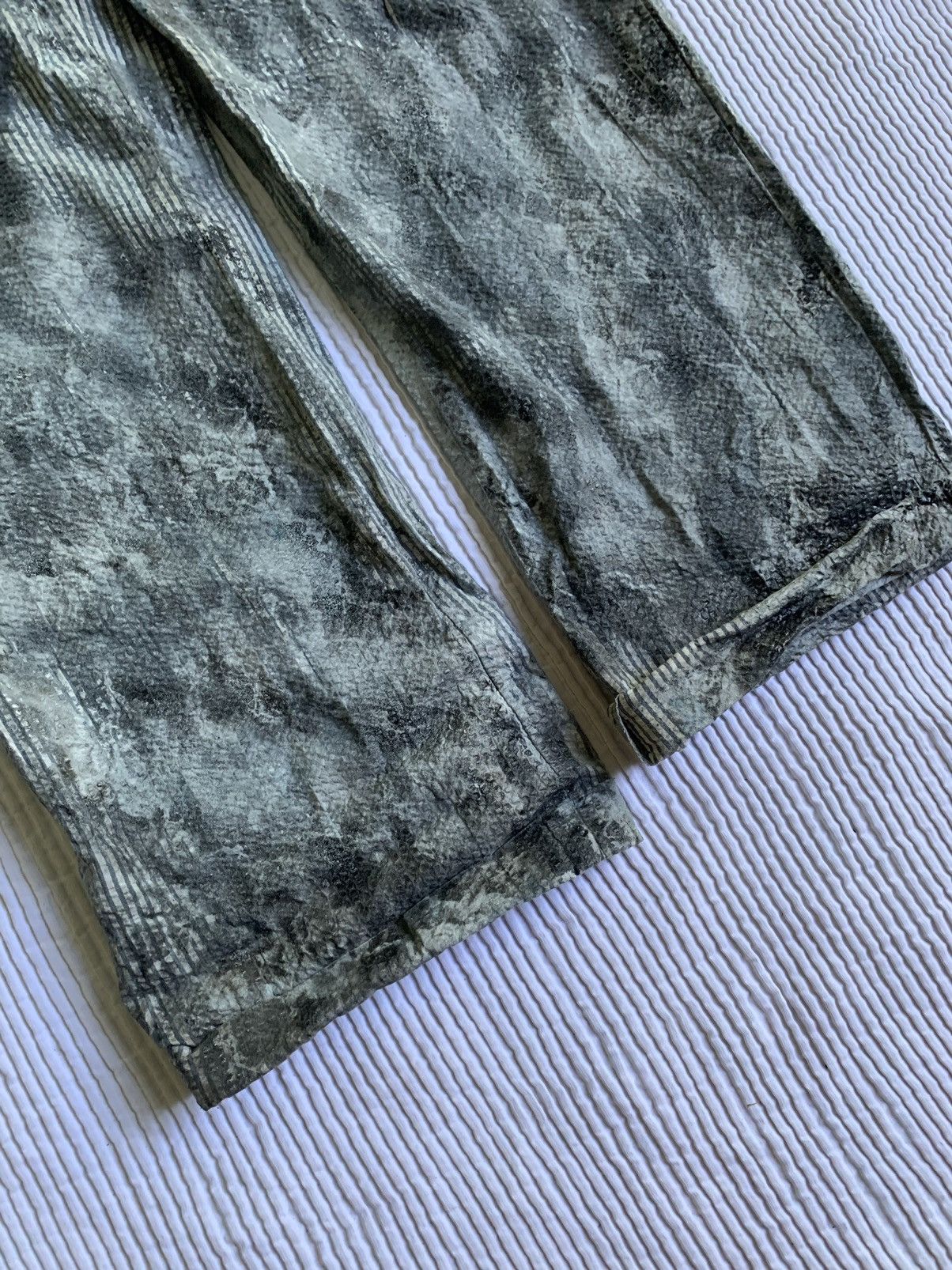 Handmade × Vintage Painted Black Blue Seersucker Pants Size US 33 - 6 Thumbnail