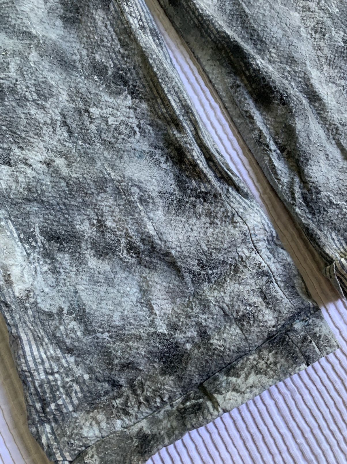 Handmade × Vintage Painted Black Blue Seersucker Pants Size US 33 - 8 Thumbnail
