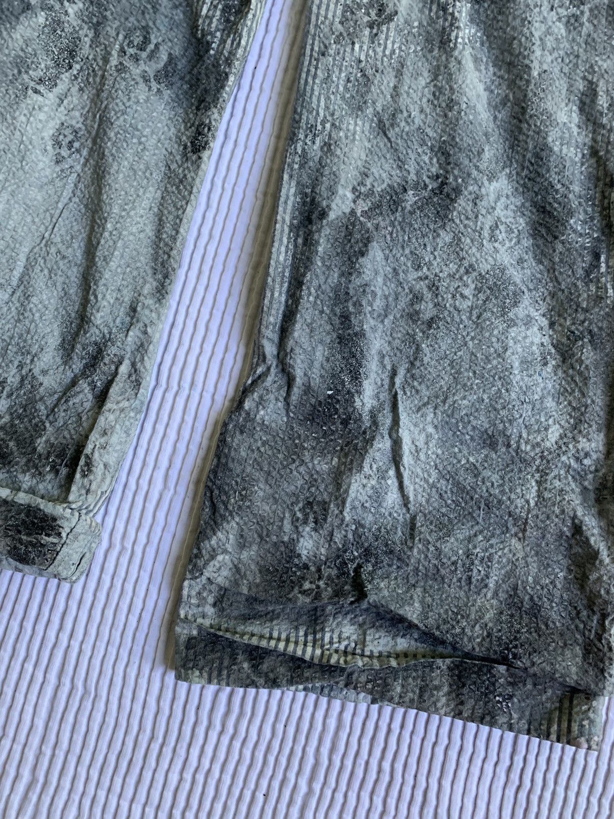 Handmade × Vintage Painted Black Blue Seersucker Pants Size US 33 - 17 Thumbnail
