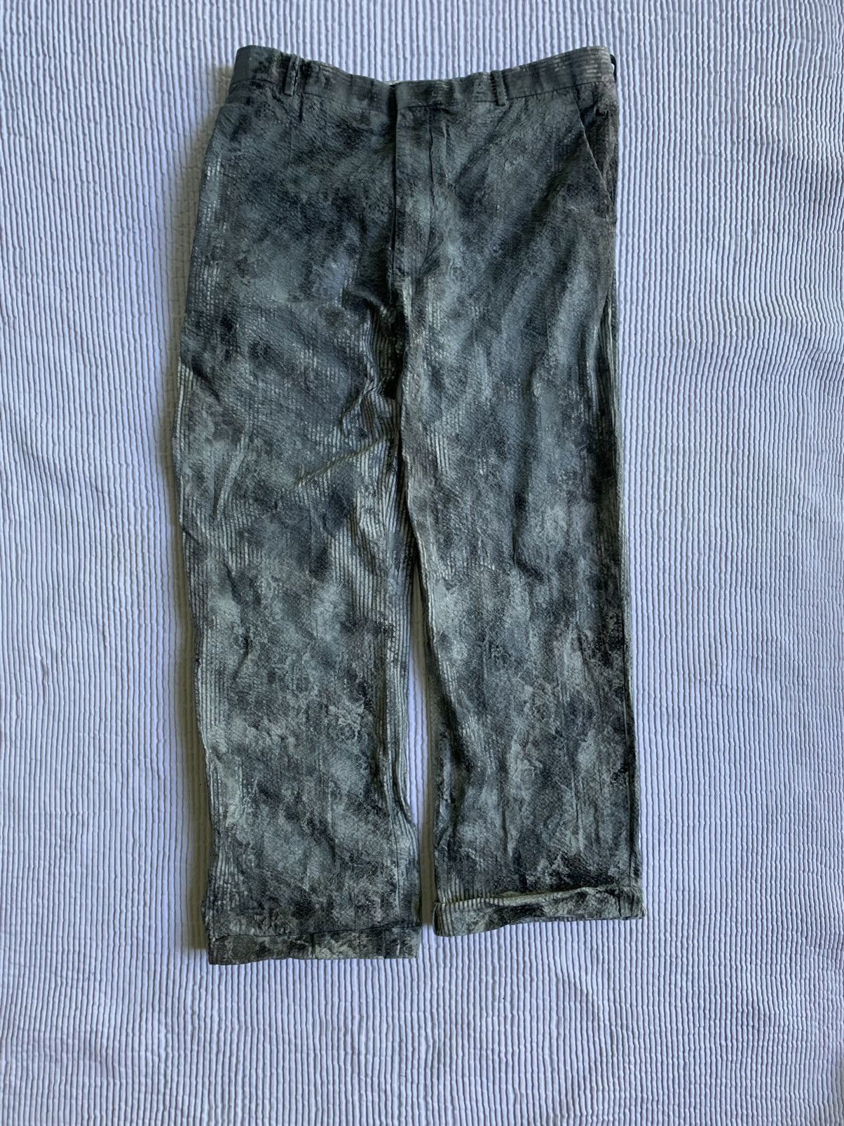 Handmade × Vintage Painted Black Blue Seersucker Pants Size US 33 - 1 Thumbnail