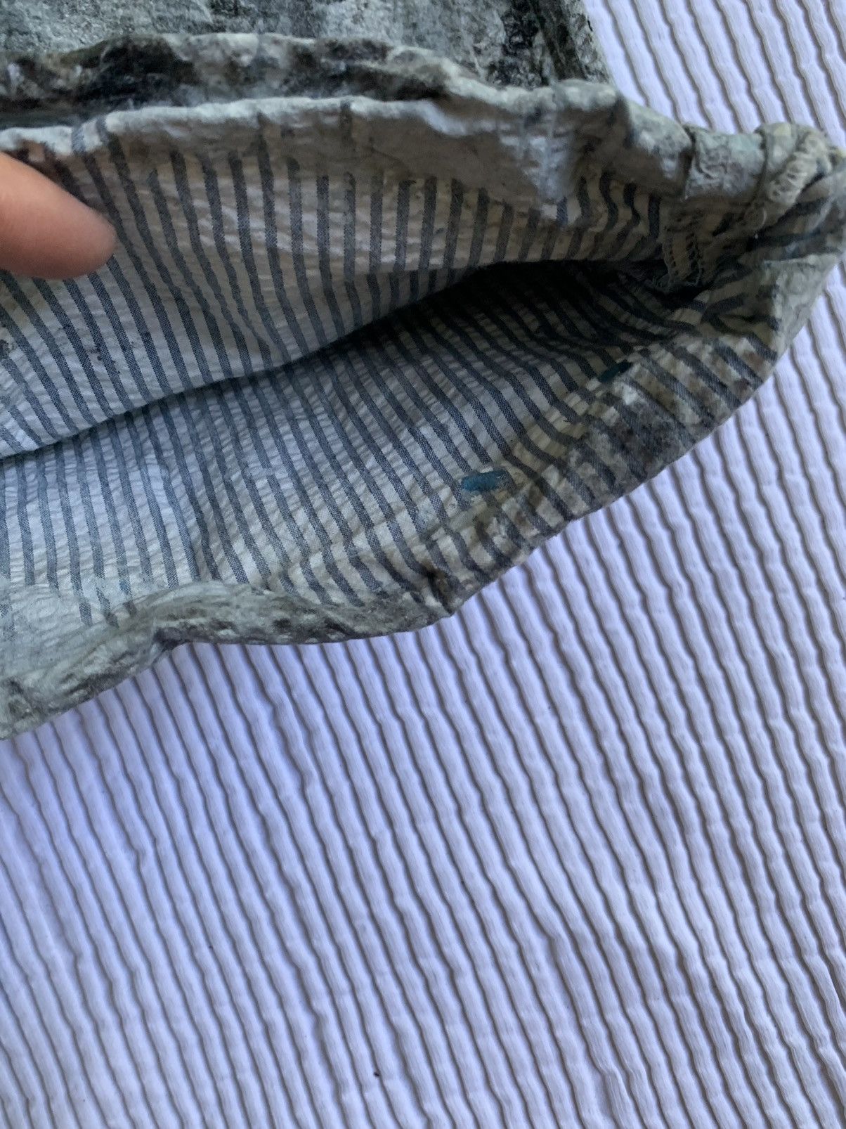 Handmade × Vintage Painted Black Blue Seersucker Pants Size US 33 - 10 Thumbnail