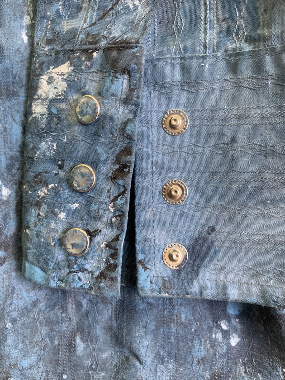 Handmade Black Blue Abex Pearl Snap Button Shirt Size US L / EU 52-54 / 3 - 13 Thumbnail