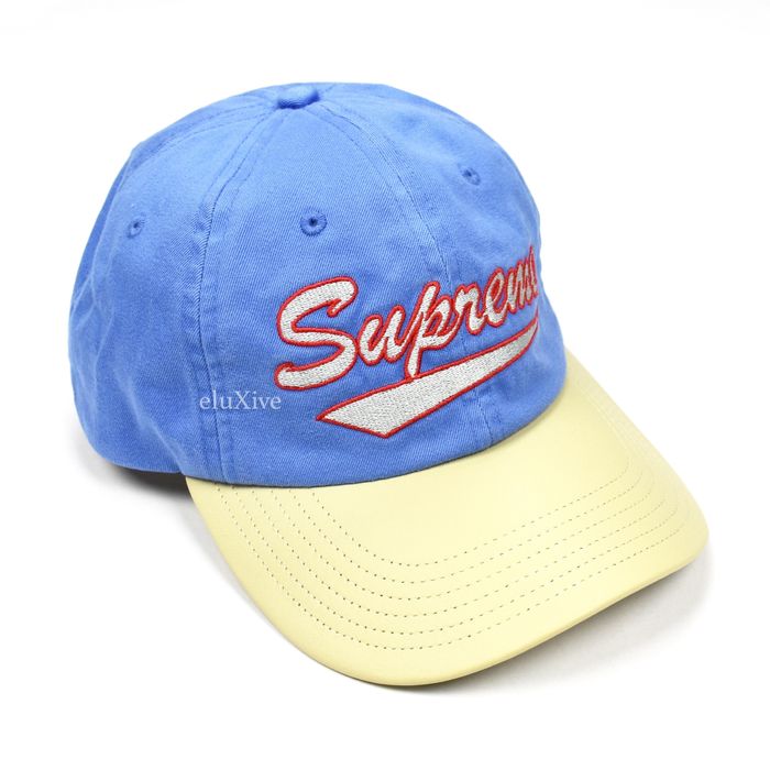 Supreme Supreme Leather Visor 6-Panel Hat Light Royal Blue DS