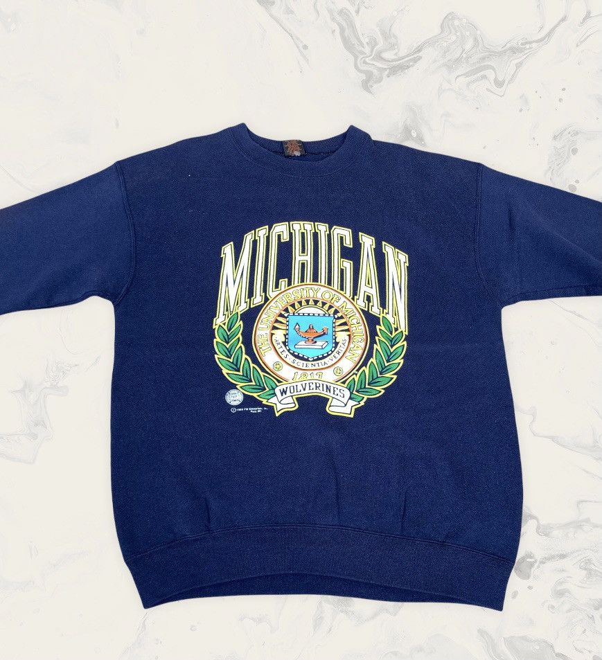 Vintage Vintage Michigan Wolverines University Football Sweatshirt Size US L / EU 52-54 / 3 - 3 Thumbnail