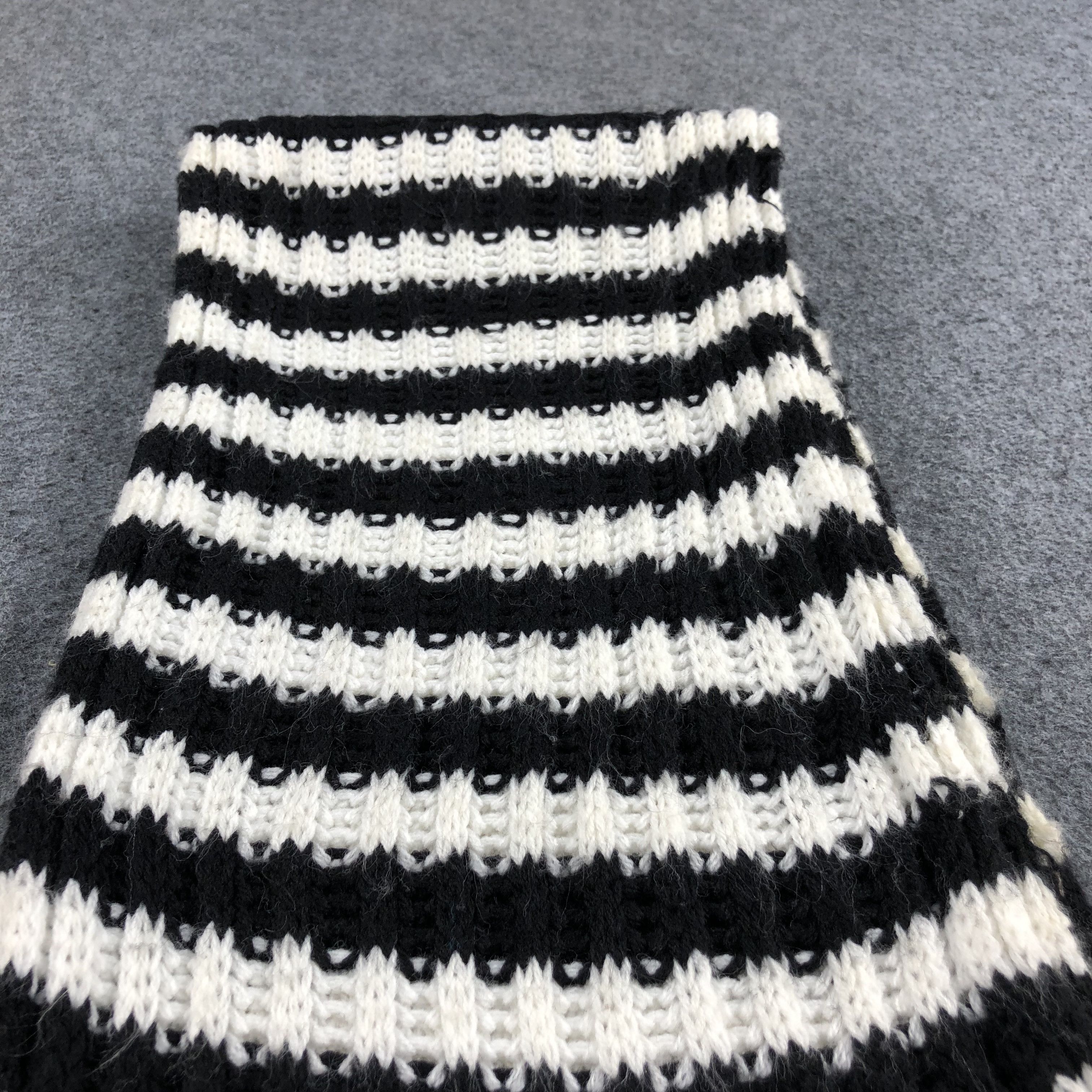 SHIPS × Vintage Ships Black and White Stripes Scarf Muffler Wool V665 Size ONE SIZE - 7 Thumbnail