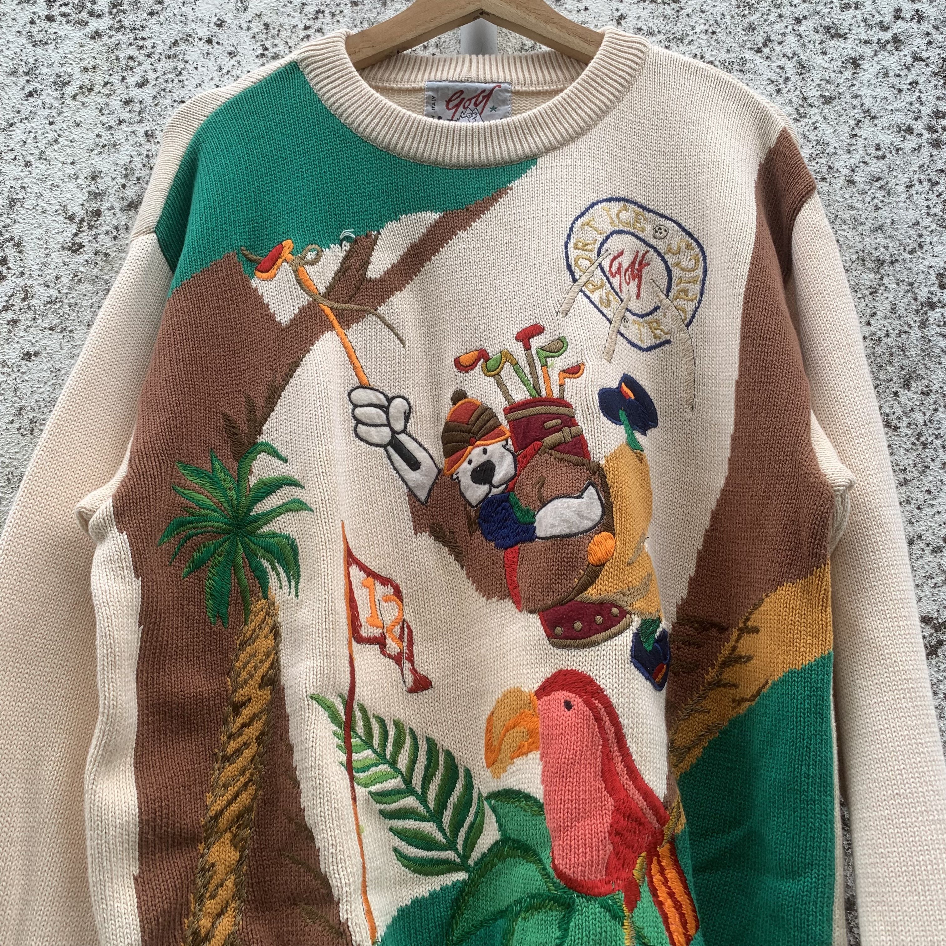 Aran Isles Knitwear 💥 STEALS 💥 Vintage Golf Sport Ice Knit Embroidery Sweater Size L / US 10 / IT 46 - 2 Thumbnail