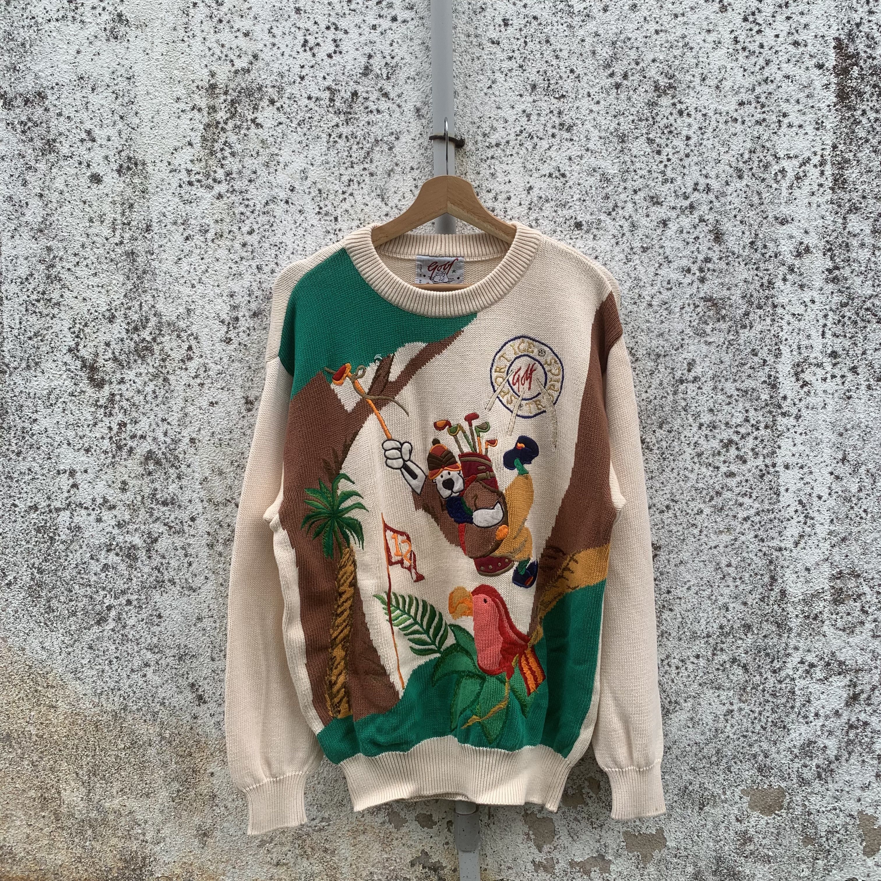 💥 STEALS 💥 Vintage Golf Sport Ice Knit Embroidery Sweater