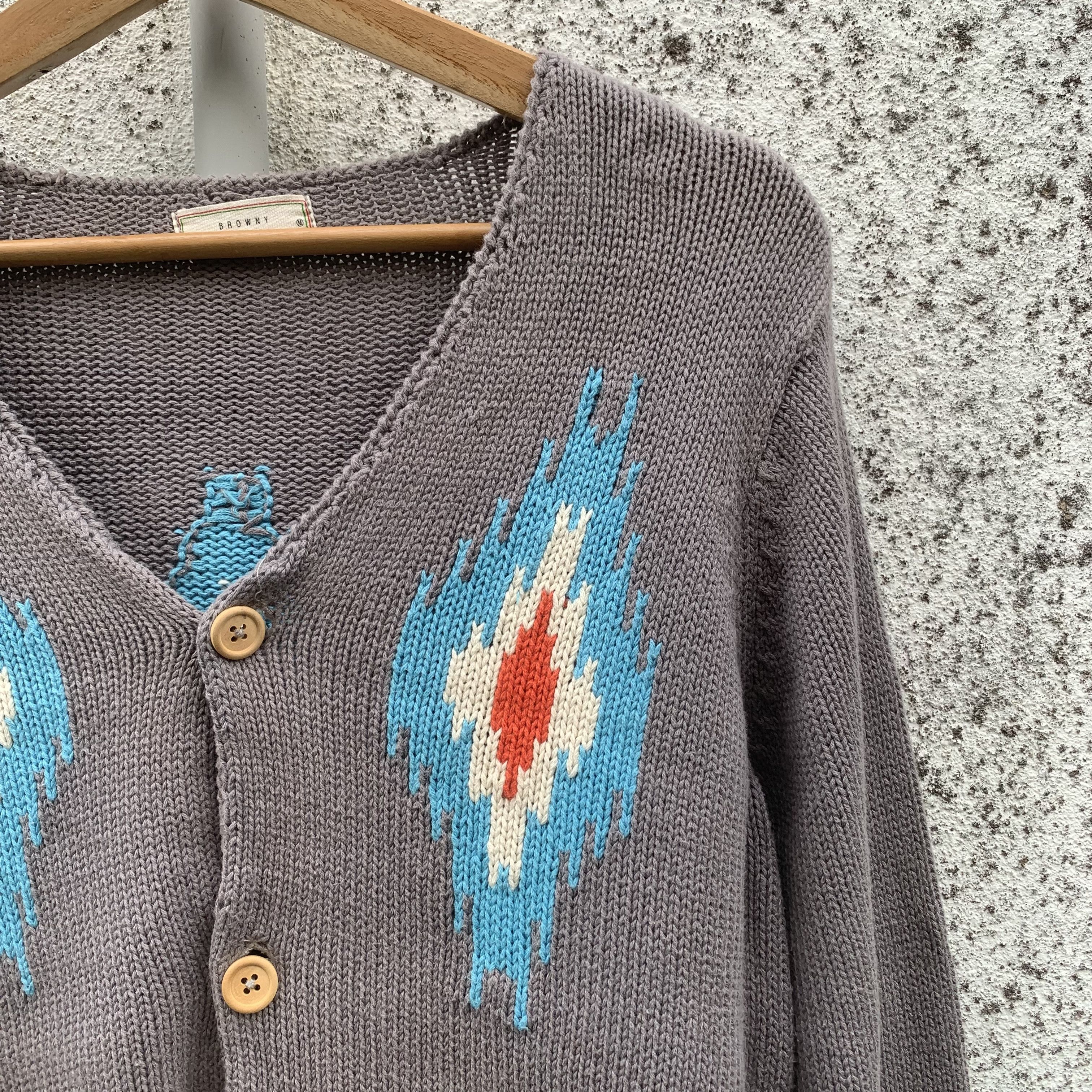 If Six Was Nine GRAILS 💥 BROWNY Knit Navajo Embroidery Cardigan Sweater Size M / US 6-8 / IT 42-44 - 4 Thumbnail