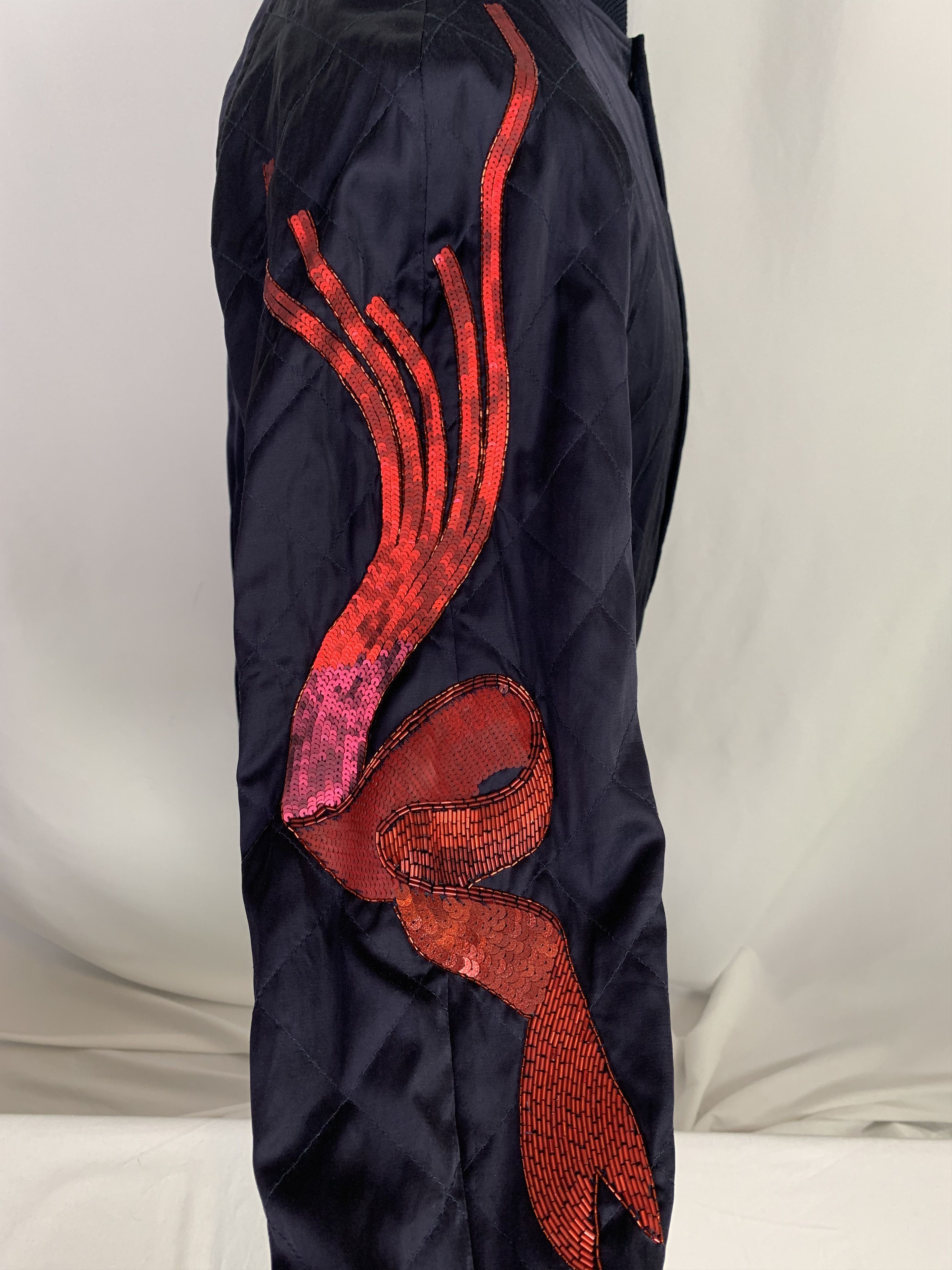Dries Van Noten Black & Red Satin Embroidered Bomber Size US L / EU 52-54 / 3 - 6 Thumbnail